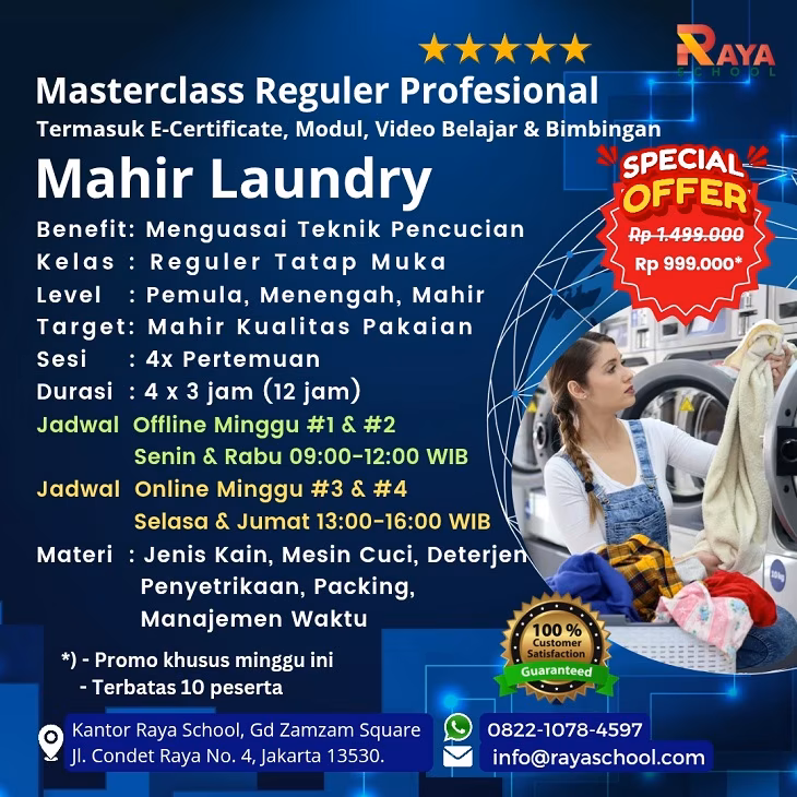 Brosur Kursus Laundry Masterclass Reguler Raya School