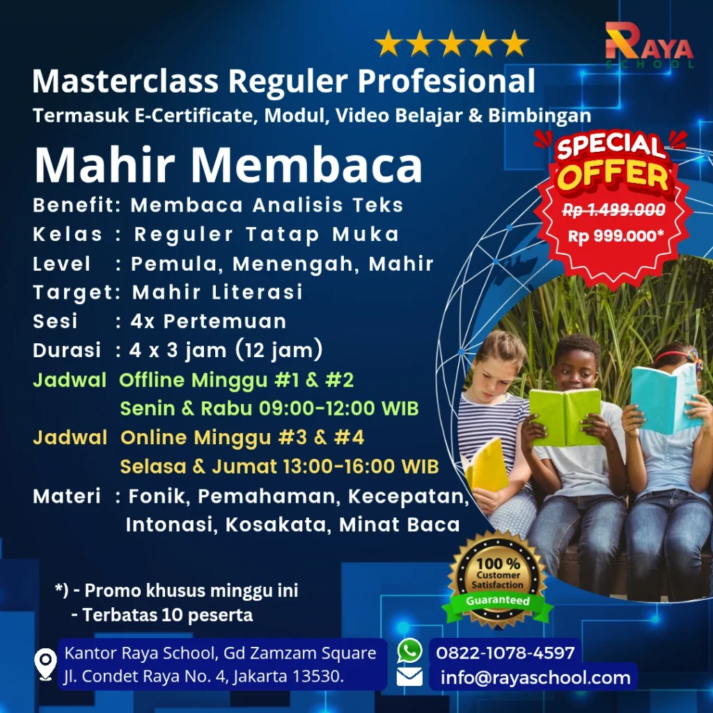 Brosur Kursus Membaca Masterclass Reguler Raya School