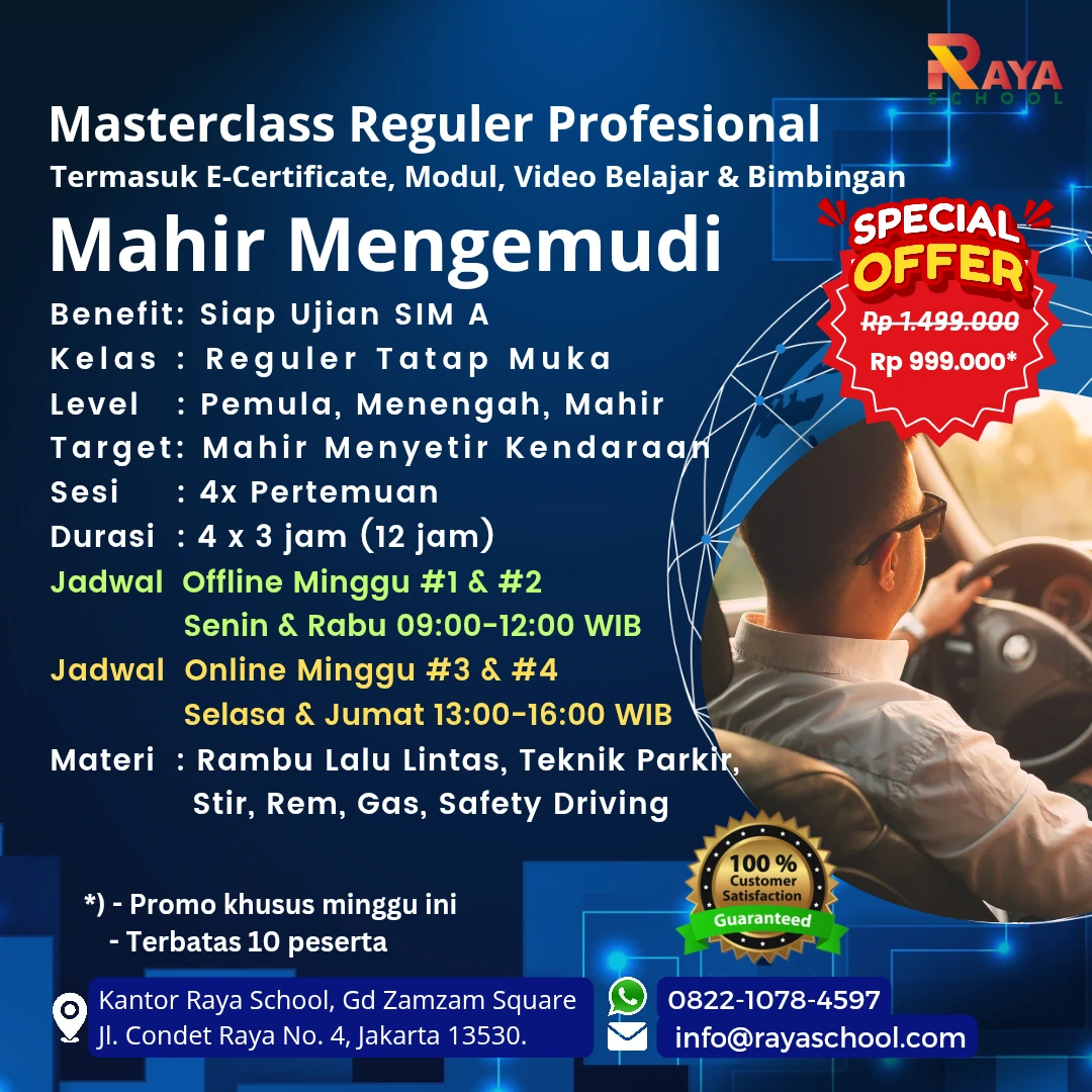 Brosur Kursus Mengemudi Masterclass Reguler Raya School