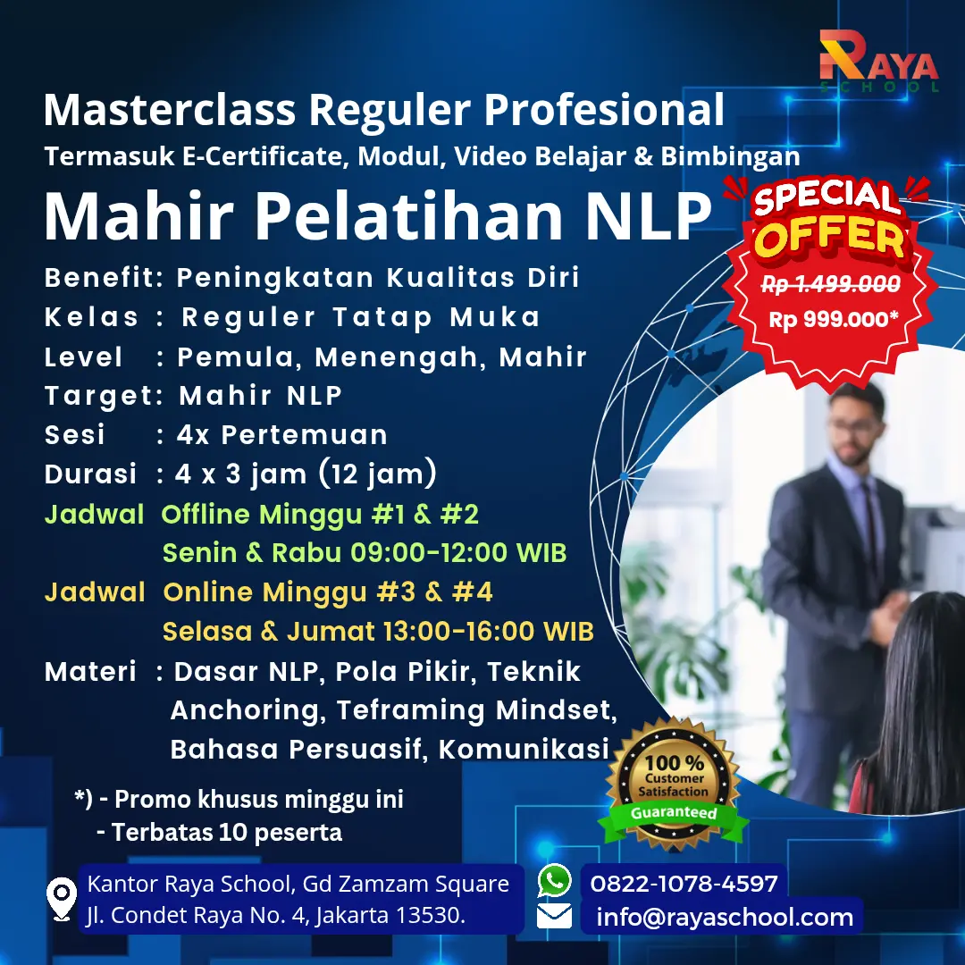 Brosur Kursus Pelatihan Nlp Masterclass Reguler Raya School