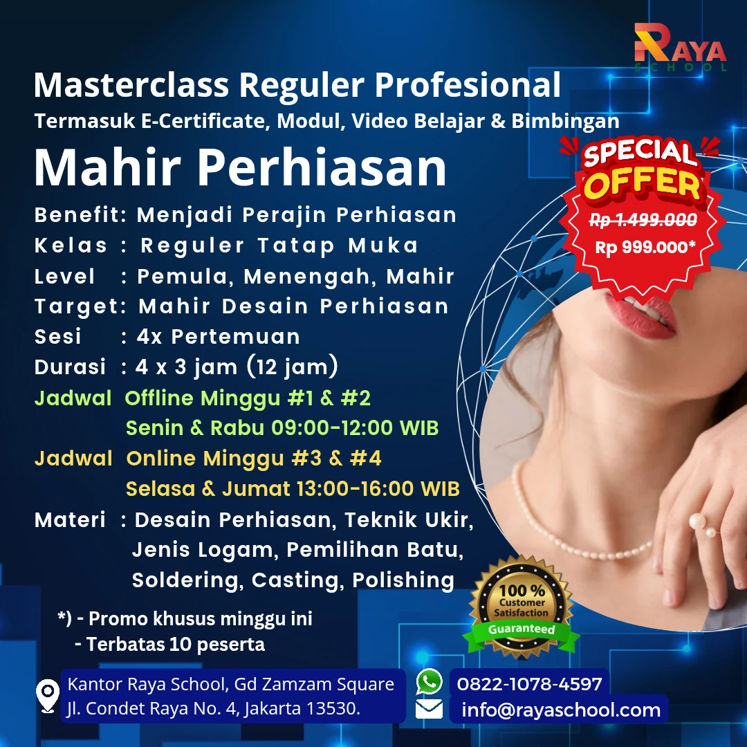 Brosur Kursus Perhiasan Masterclass Reguler Raya School