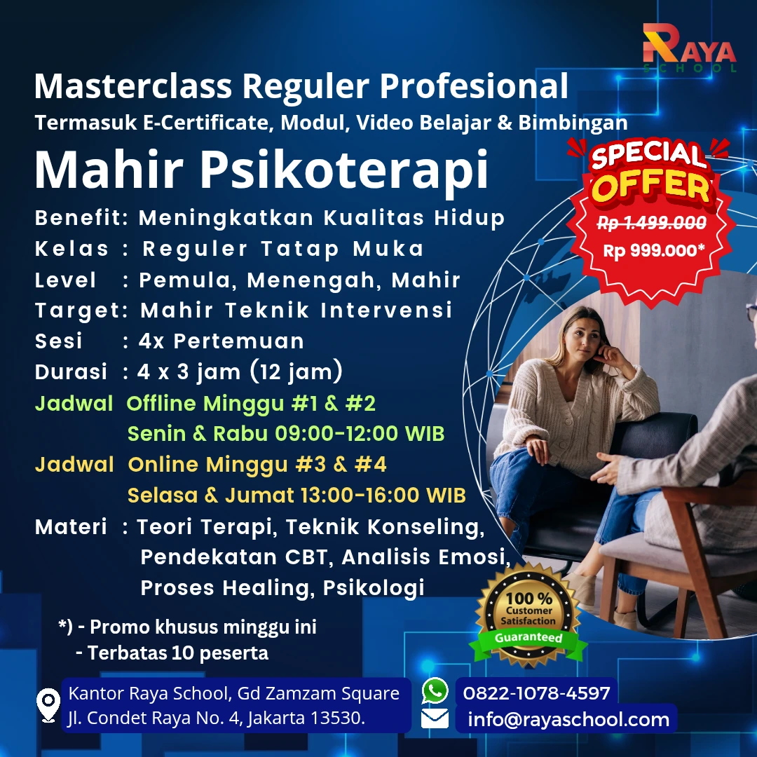 Brosur Kursus Psikoterapi Masterclass Reguler Raya School