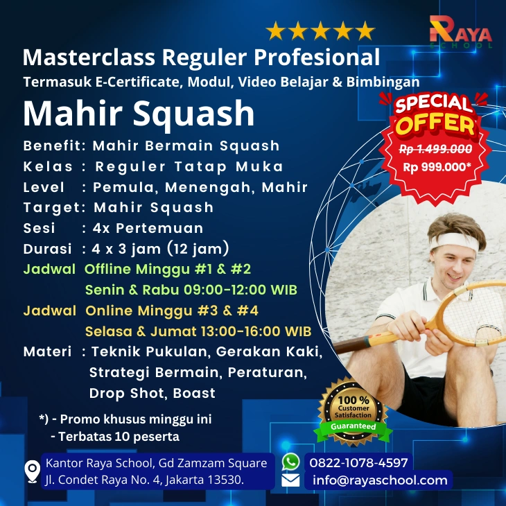 Brosur Kursus Squash Masterclass Reguler Raya School