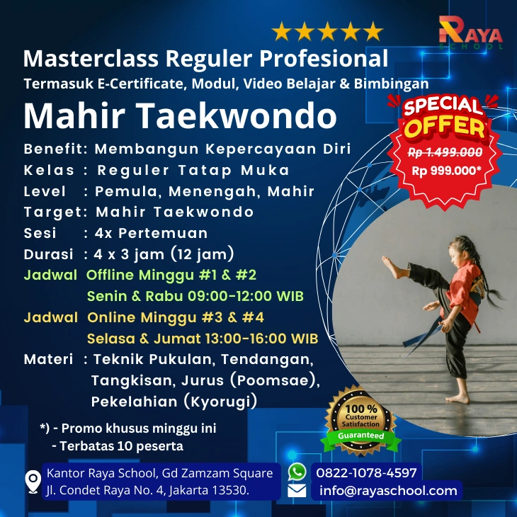 Brosur Kursus Taekwondo Masterclass Reguler Raya School