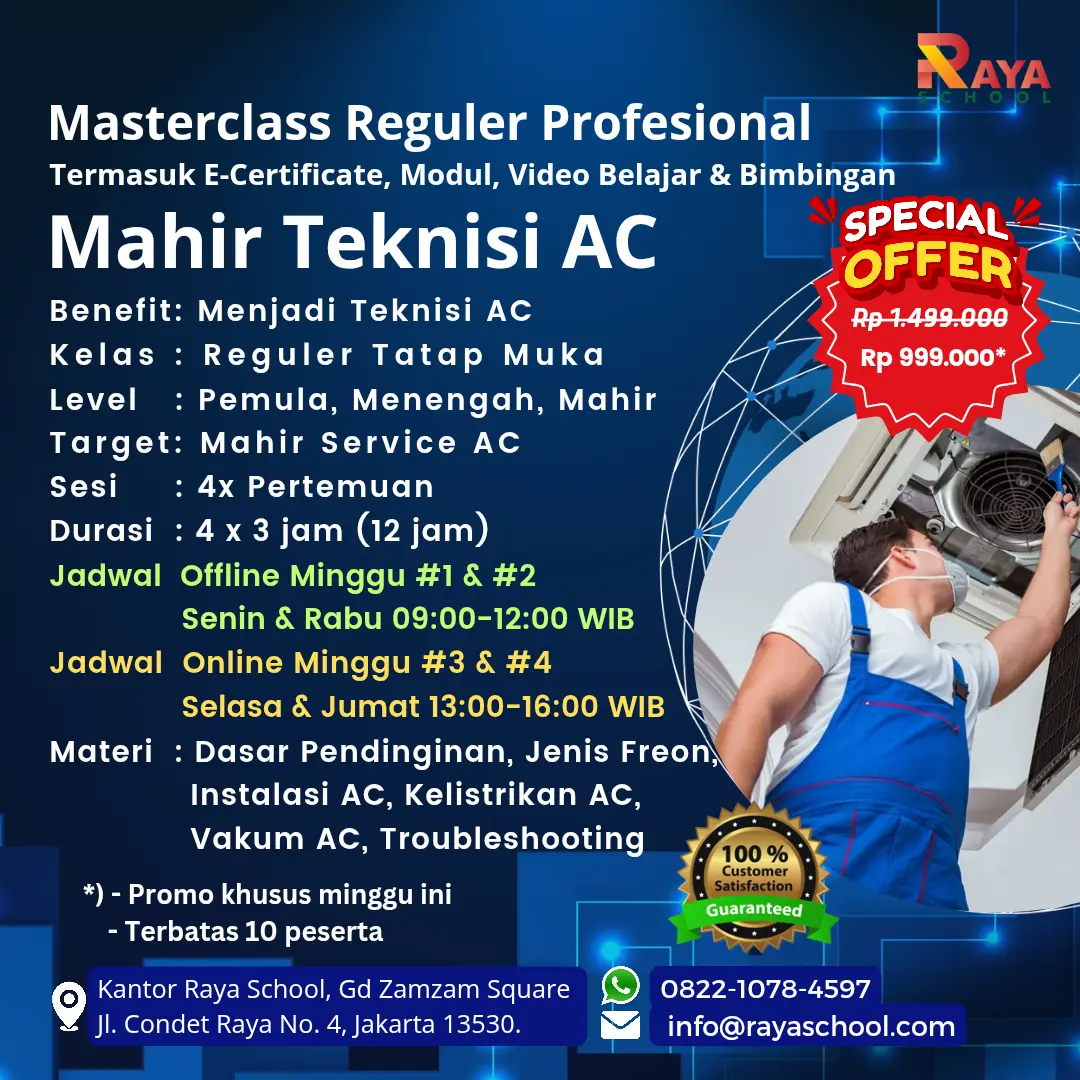 Brosur Kursus Teknisi AC Masterclass Reguler Raya School