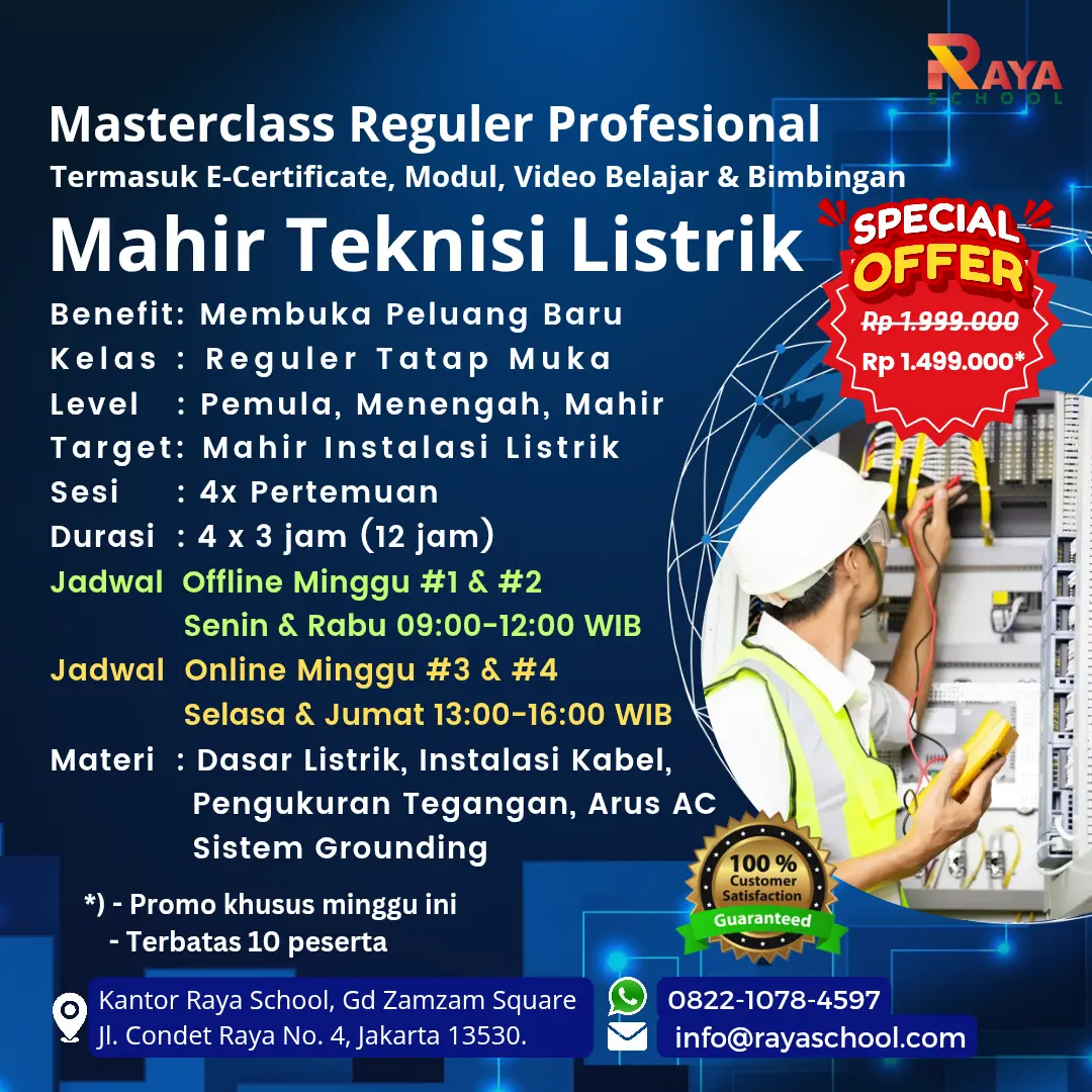 Brosur Kursus Teknisi Listrik Masterclass Reguler Raya School