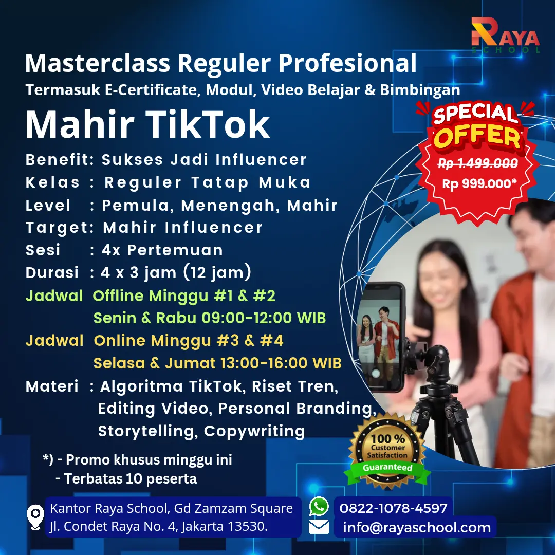 Brosur Kursus Tiktok Masterclass Reguler Raya School