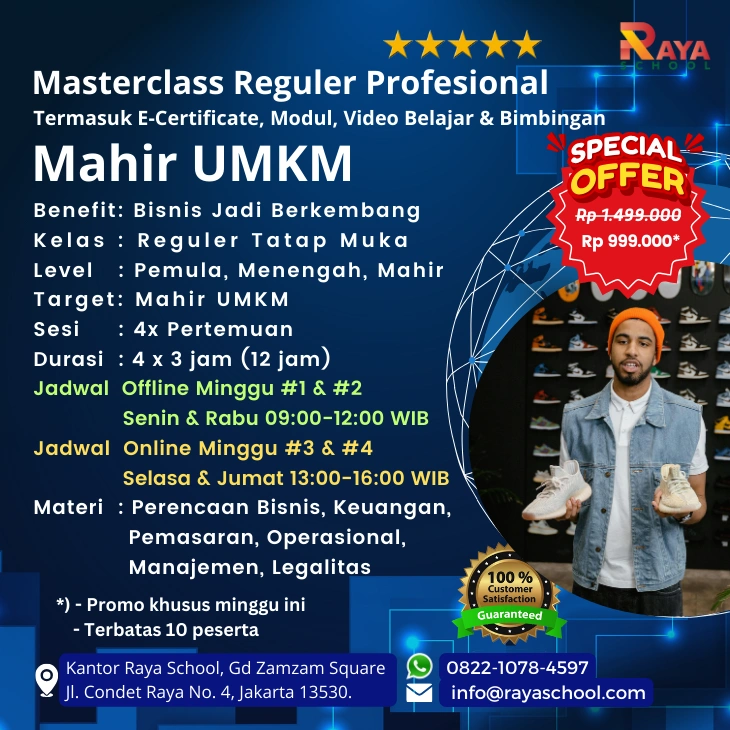 Brosur Kursus UMKM Masterclass Reguler Raya School