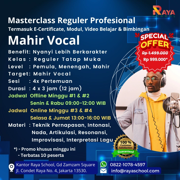 Brosur Kursus Vocal Masterclass Reguler Raya School