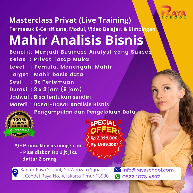 Brosur Kursus analisis bisnis Privat Masterclass Raya School