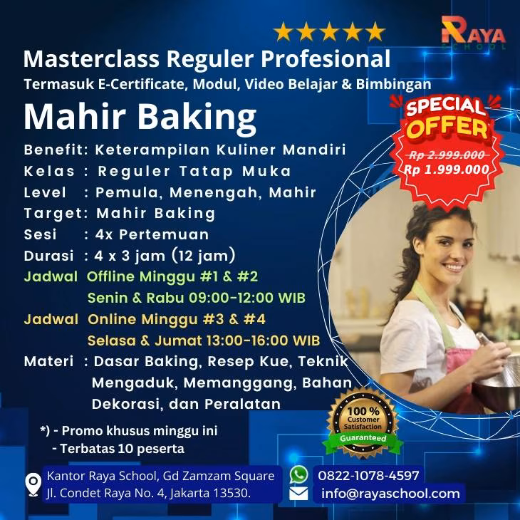 Brosur Kursus Baking Masterclass Reguler Raya School