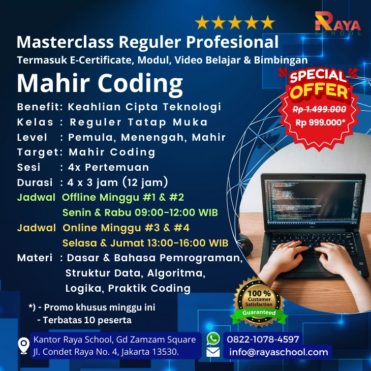Brosur Kursus Coding Masterclass Reguler Raya School