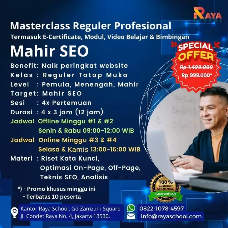 Promo Kursus SEO Reguler Raya School