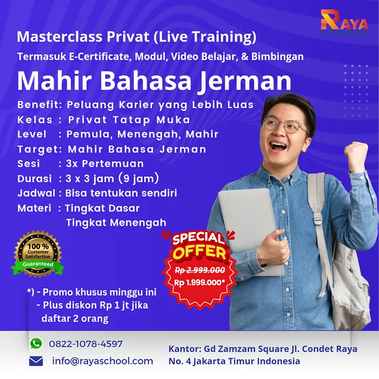 Brosur Kursus Bahasa Jerman Privat Masterclass Raya School