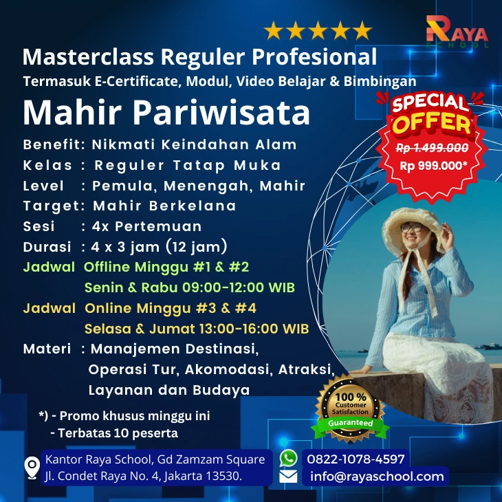 Brosur Kursus Pariwisata Masterclass Reguler Raya School