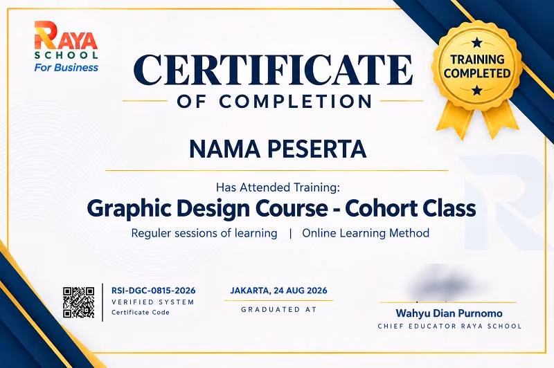 Contoh E-Certificate Kursus Desain Grafis Raya School
